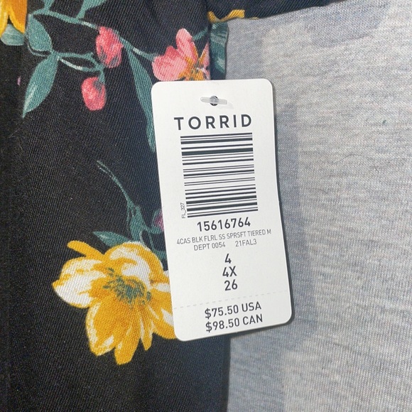 Torrid Super Soft Floral Shirt with V Neck NWT - Picture 2 of 4